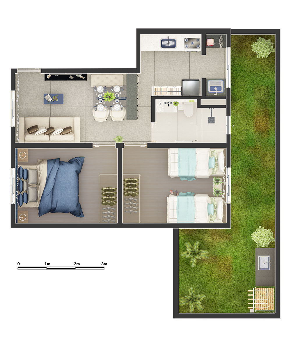 Planta Apartamento Garden Tipo 2B